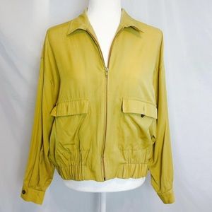 ❌ SOLD ❌ partners mervyns vintage lime zip-up canvas cropped jacket with pockets